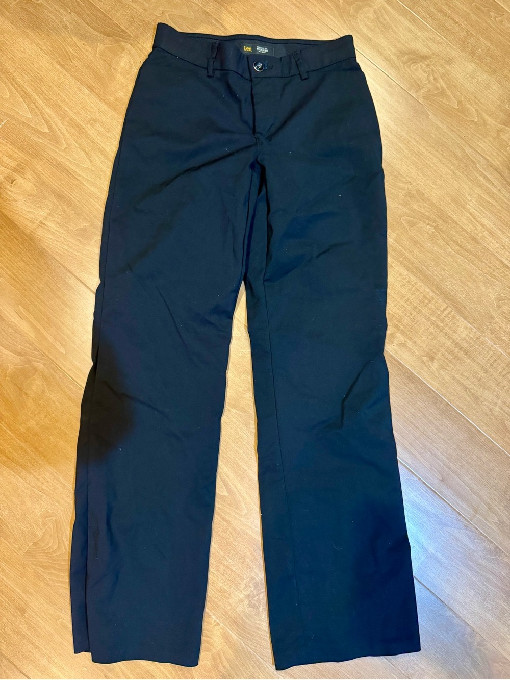 Lee Regular Fit Mid-Rise Trousers Black Straight-Leg Work Pants “Flex Motion”